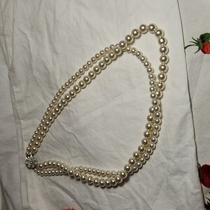 Vintage double strand classy faux pearl necklace